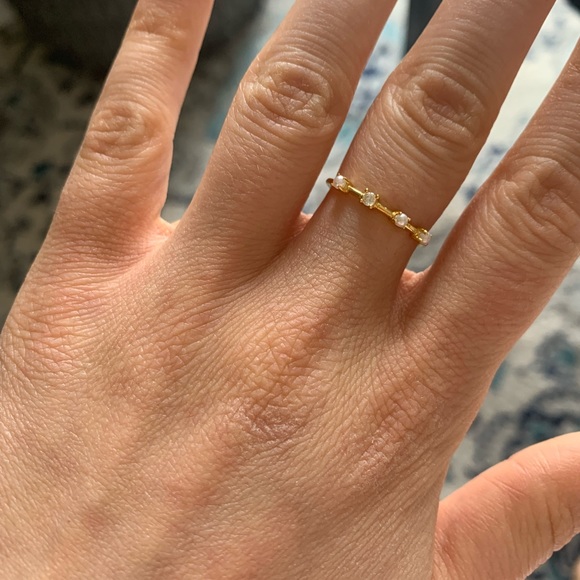 Madewell gold plated pearl and CZ ring - Picture 2 of 6